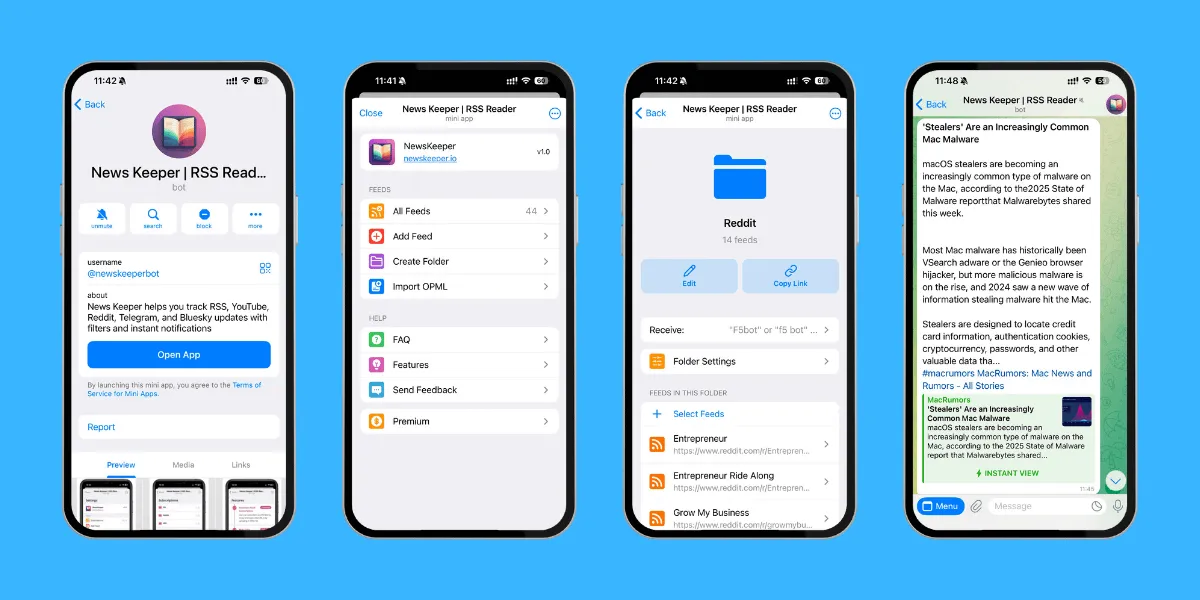 How to Add, Organize, and Manage RSS Feeds in Telegram with News Keeper